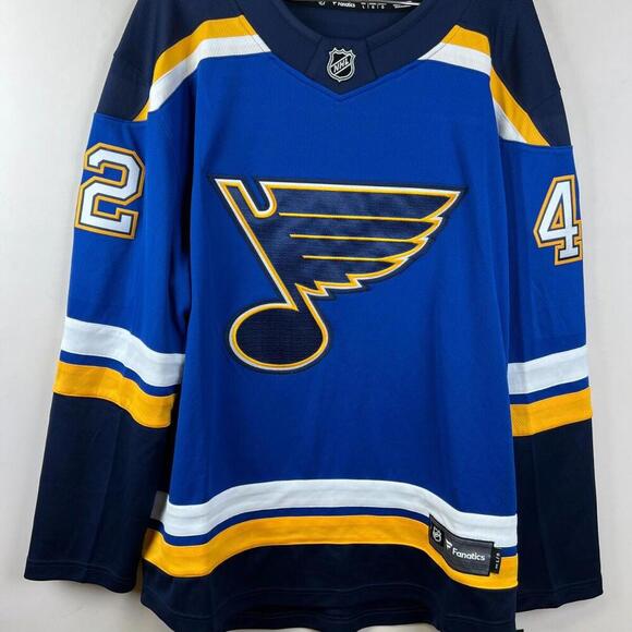 St. Louis Blues Kasperi Kapanen #42 Jersey Fanatics Breakaway NHL Home 2024 Sz L - Picture 1 of 9